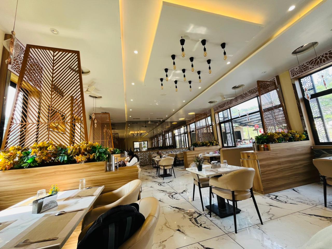 Banquet hall stage with floral decoration